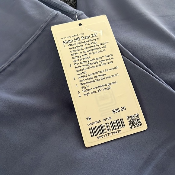 💧NWT Lululemon Align HR Pant 28” water drop sz16 💧 - Picture 3 of 6